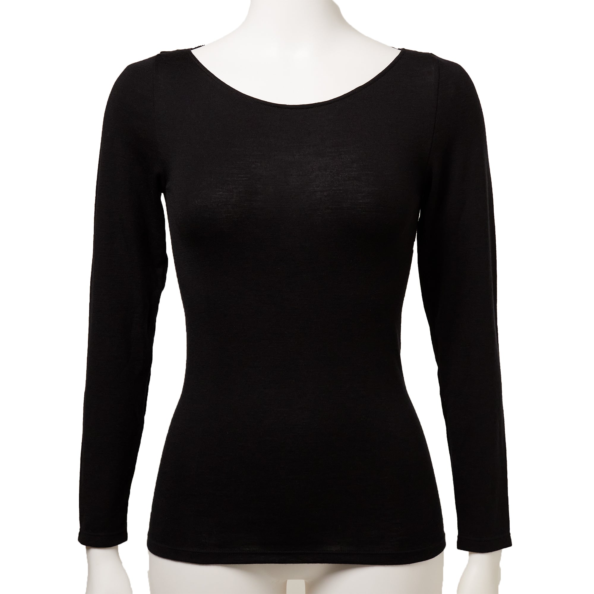 ウールシルク バックレースロングスリーブ