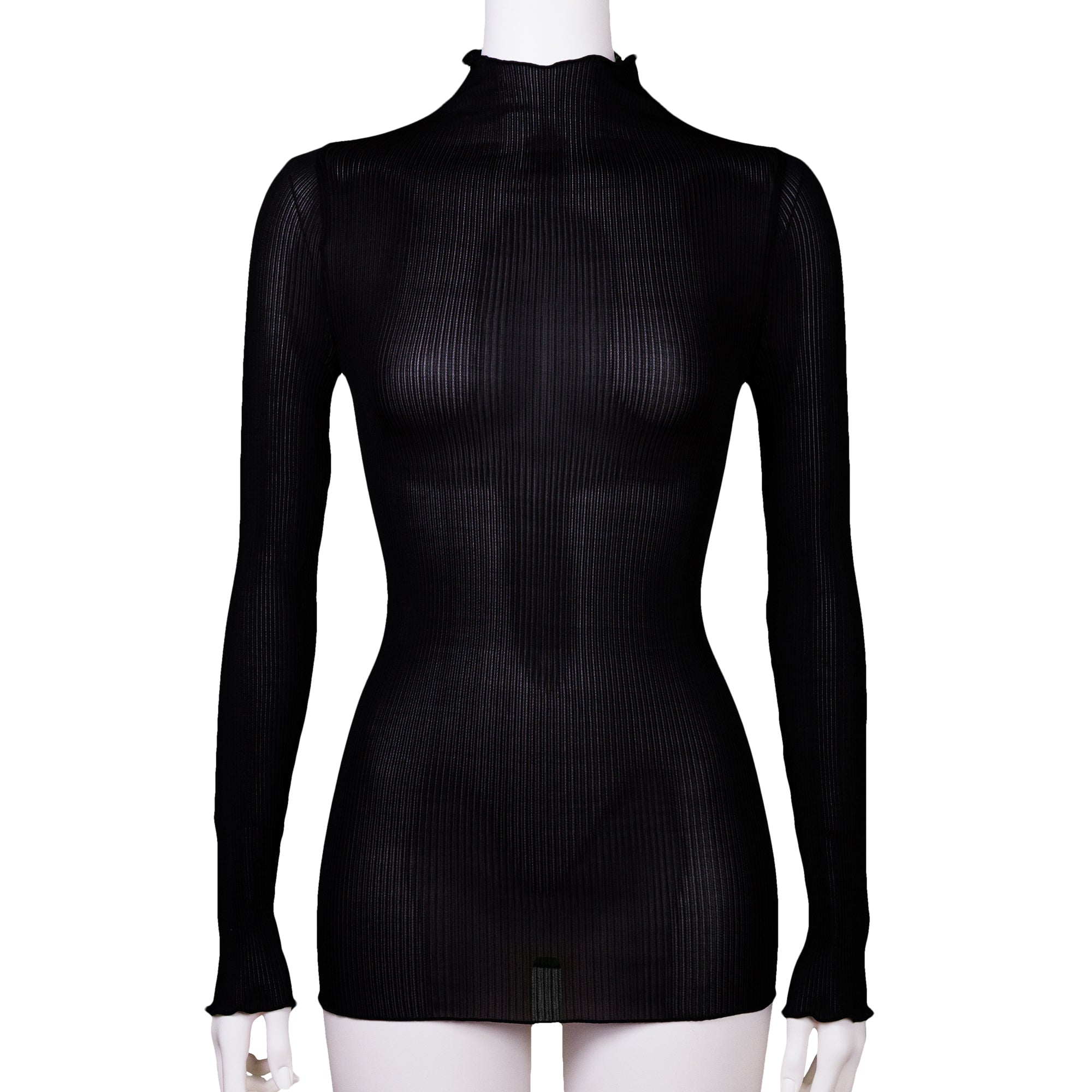 【26SS Pre-order/リニューアル】シルクアコーディオン ボトルネックロングスリーブ