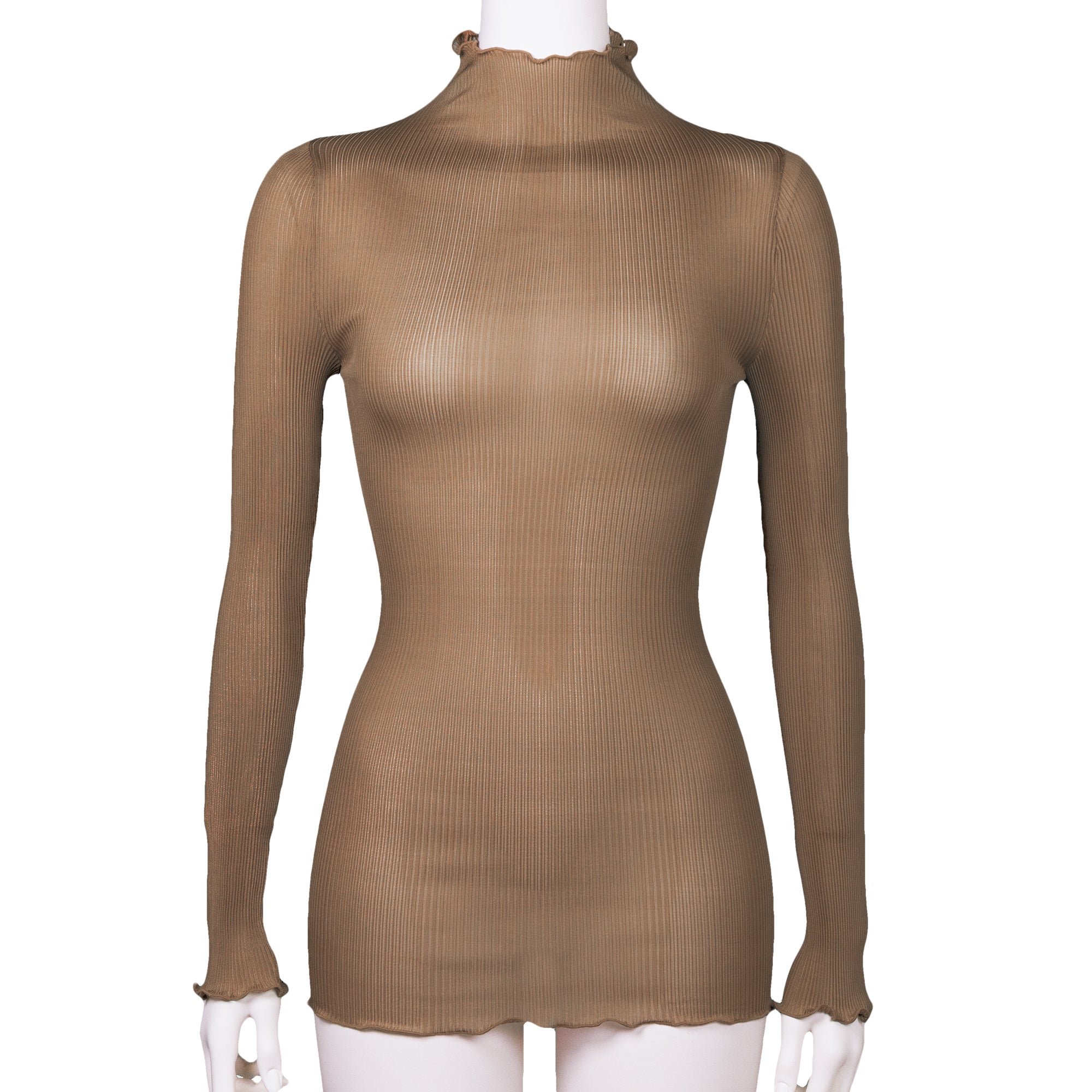 【26SS Pre-order/リニューアル】シルクアコーディオン ボトルネックロングスリーブ