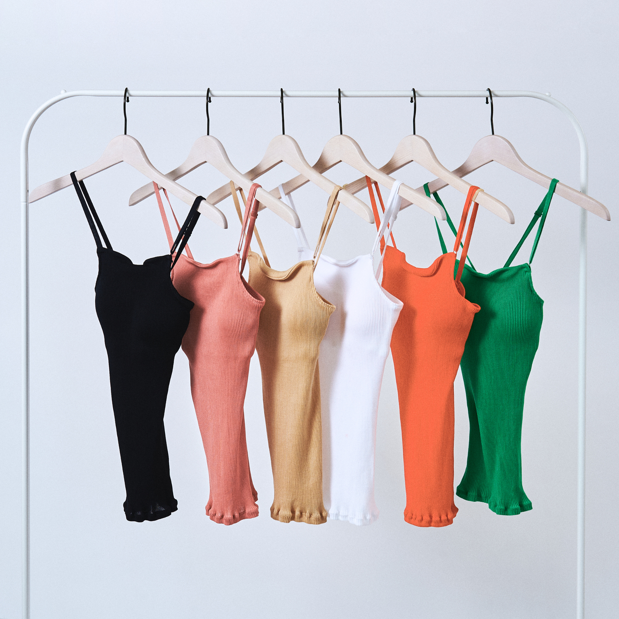 コットンアコーディオン パッド付きストレートキャミソール