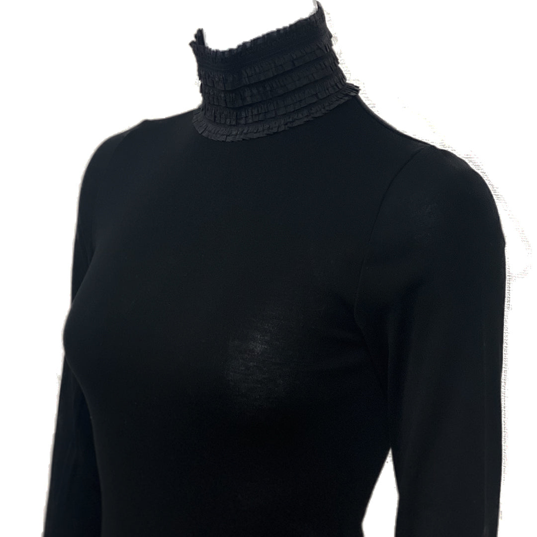 コットンフライス フリルハイネックロングスリーブ