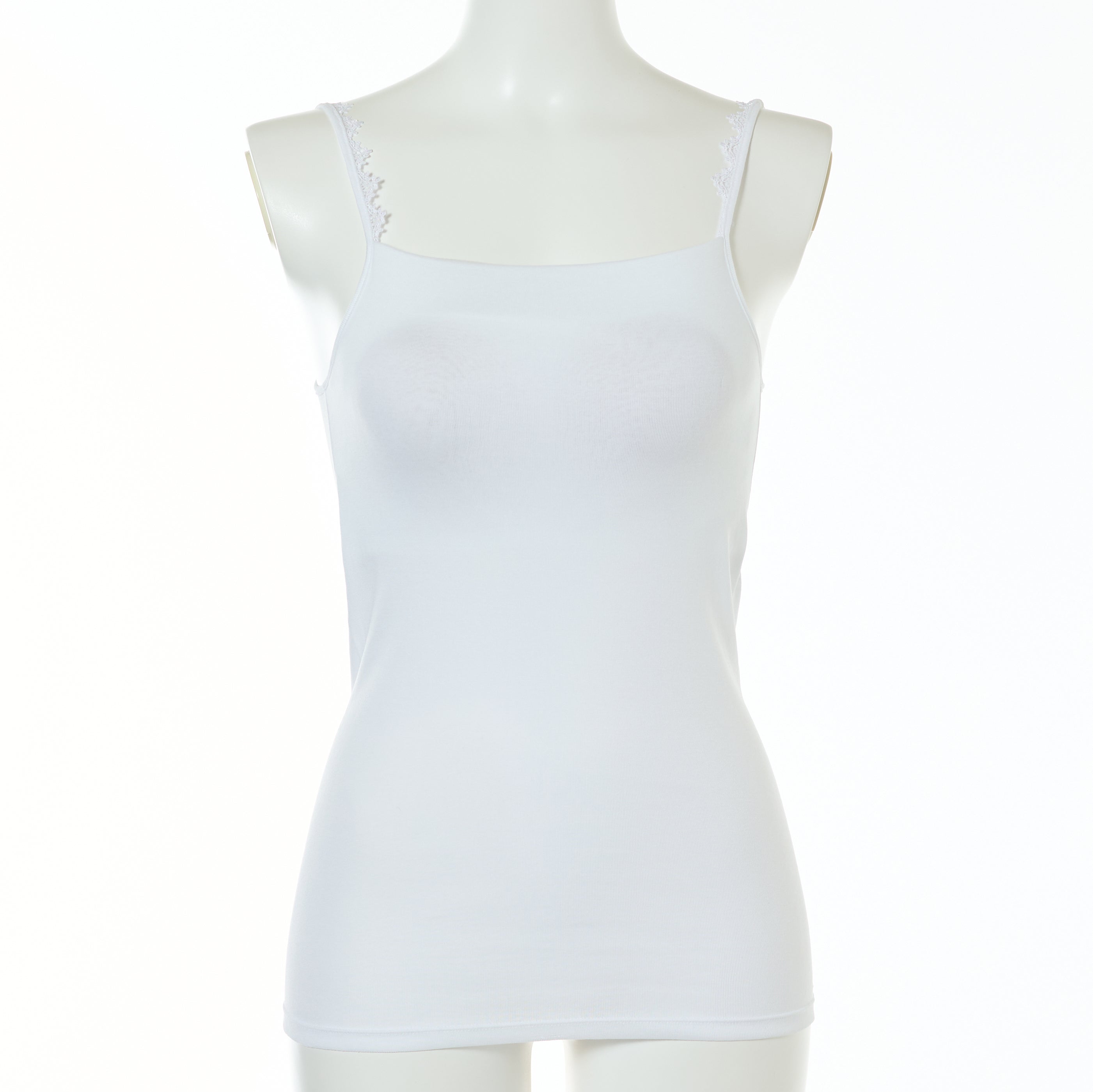 【SPECIAL EDITION】コットンフライス ケミカルレースストラップパッド付キャミソール