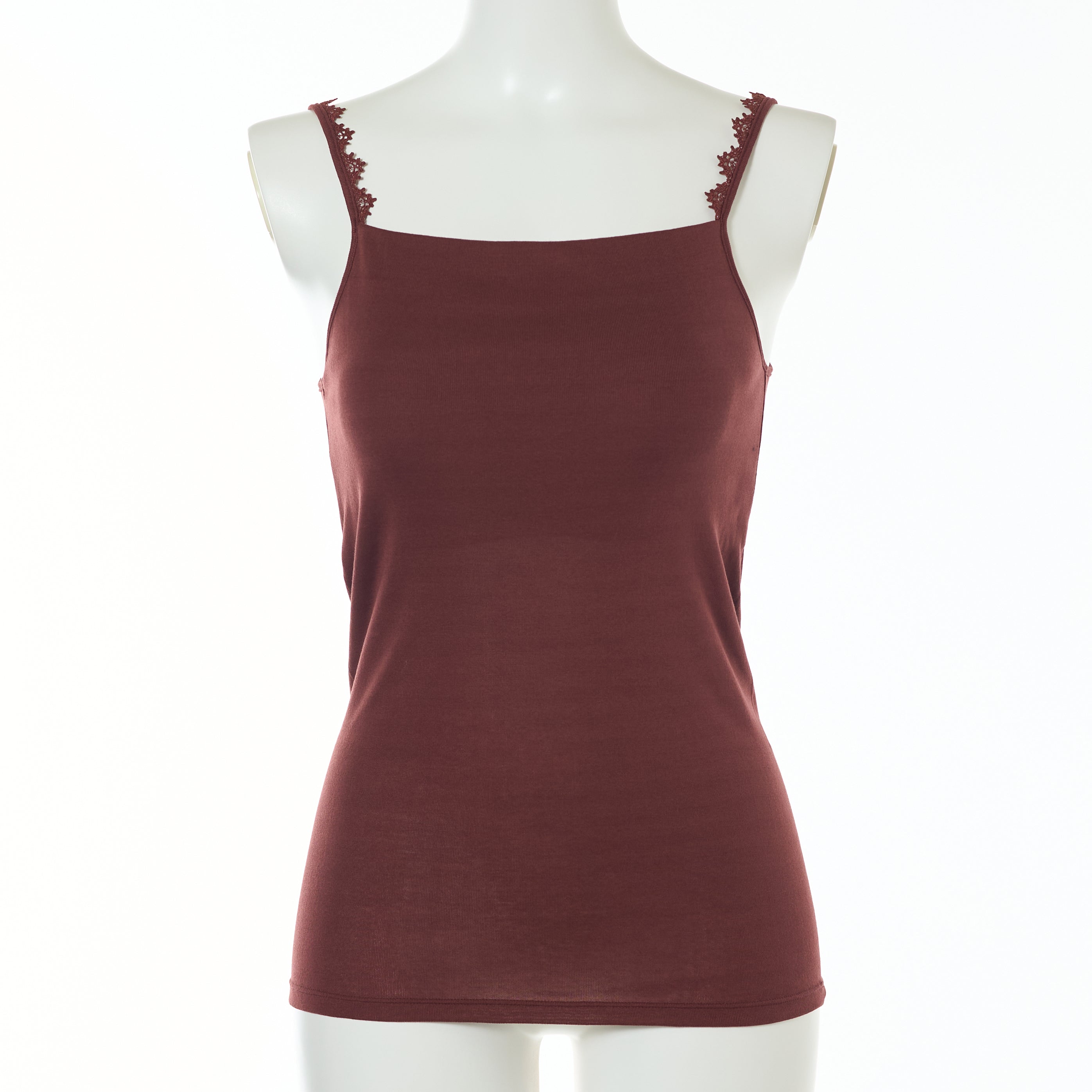 【SPECIAL EDITION】コットンフライス ケミカルレースストラップパッド付キャミソール