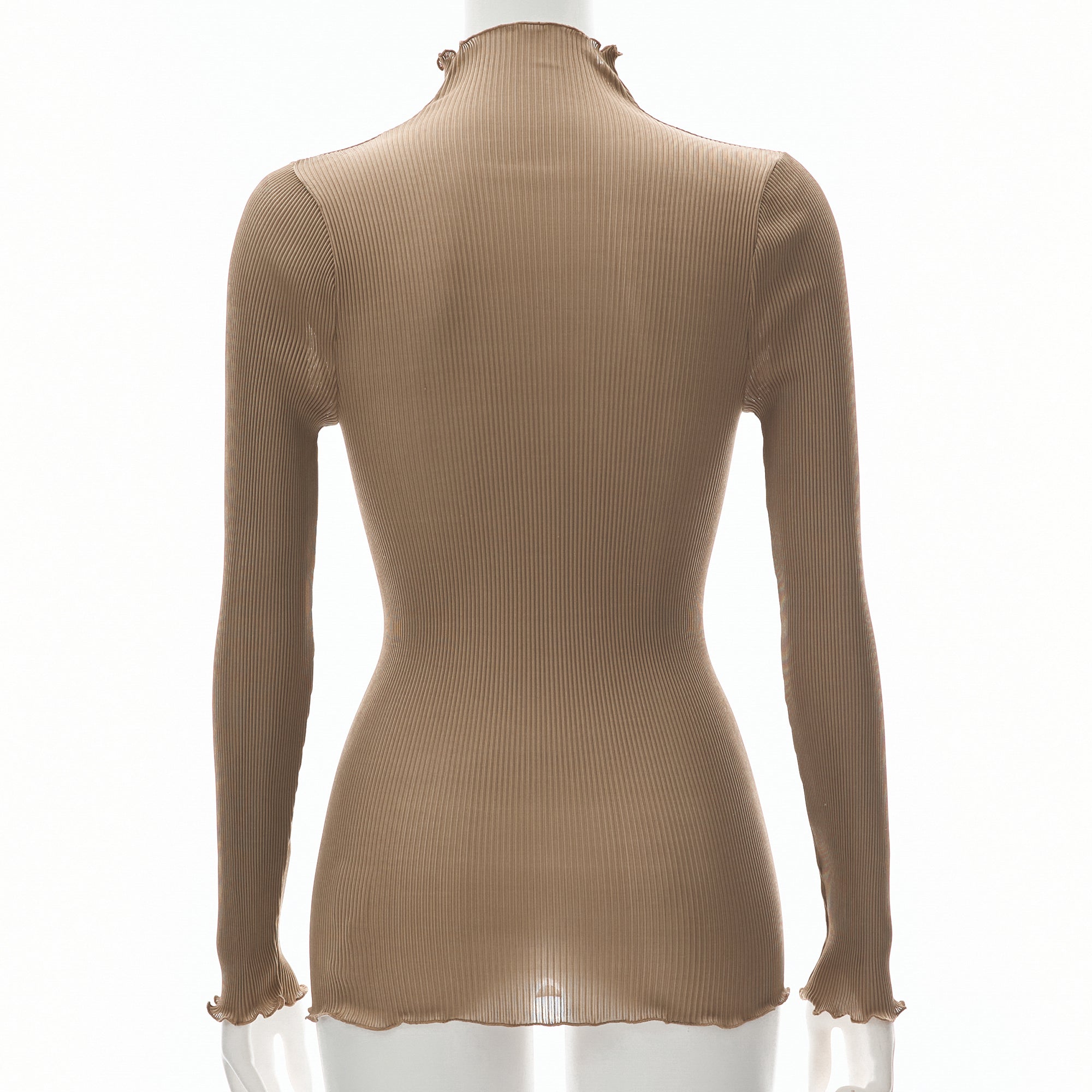 【26SS新作】シルクアコーディオン ボトルネックロングスリーブ