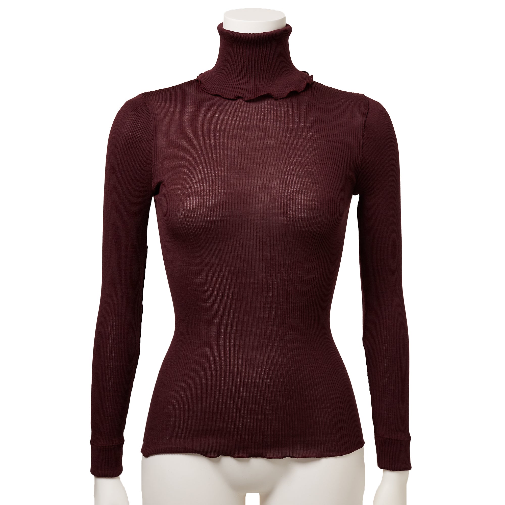 ウールシルクリブ ハイネックロングスリーブ