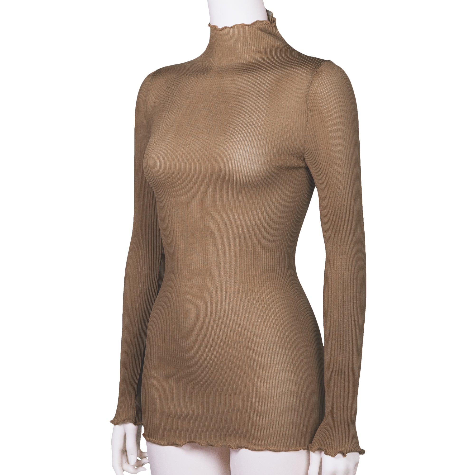 【26SS Pre-order/リニューアル】シルクアコーディオン ボトルネックロングスリーブ