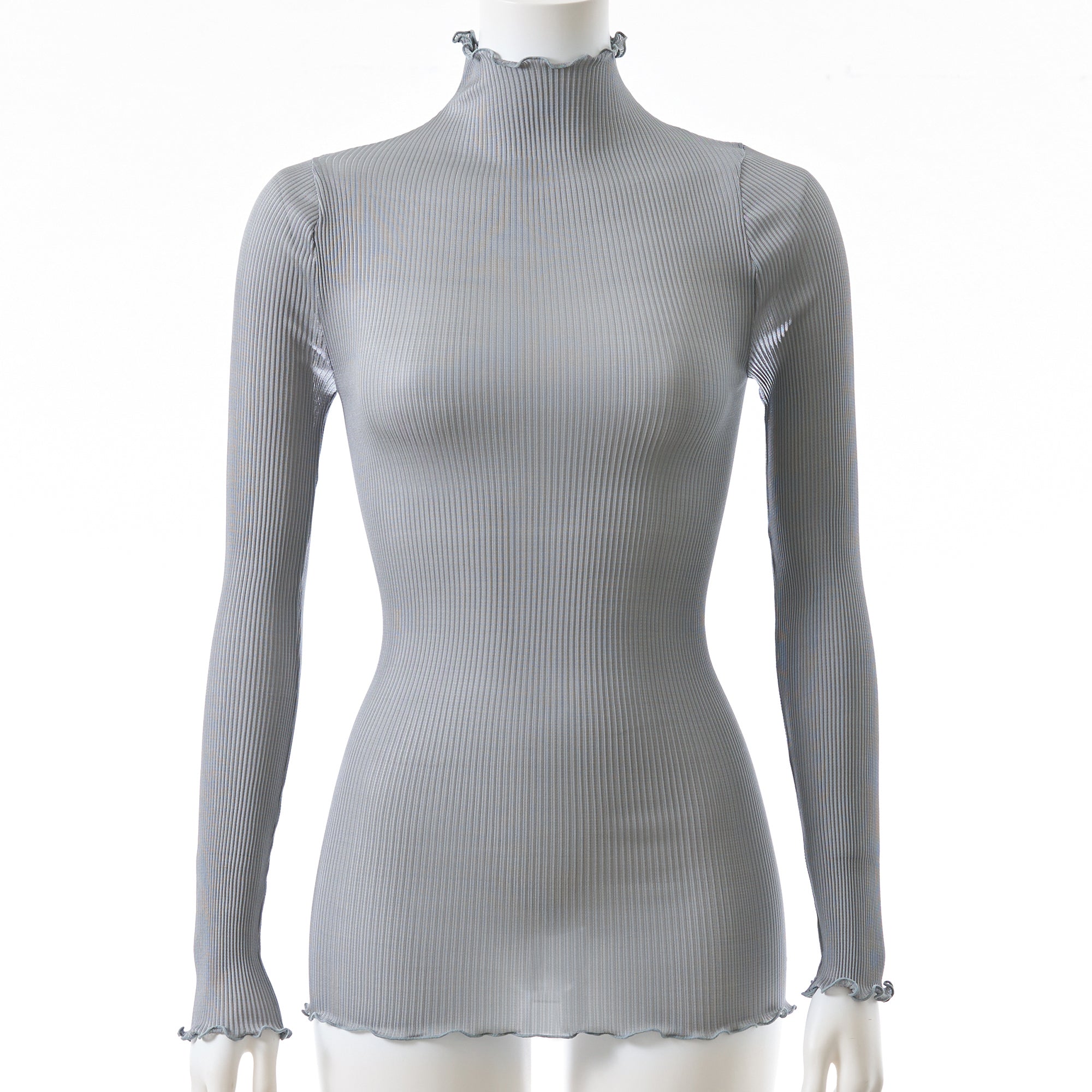 【26SS Pre-order/リニューアル】シルクアコーディオン ボトルネックロングスリーブ