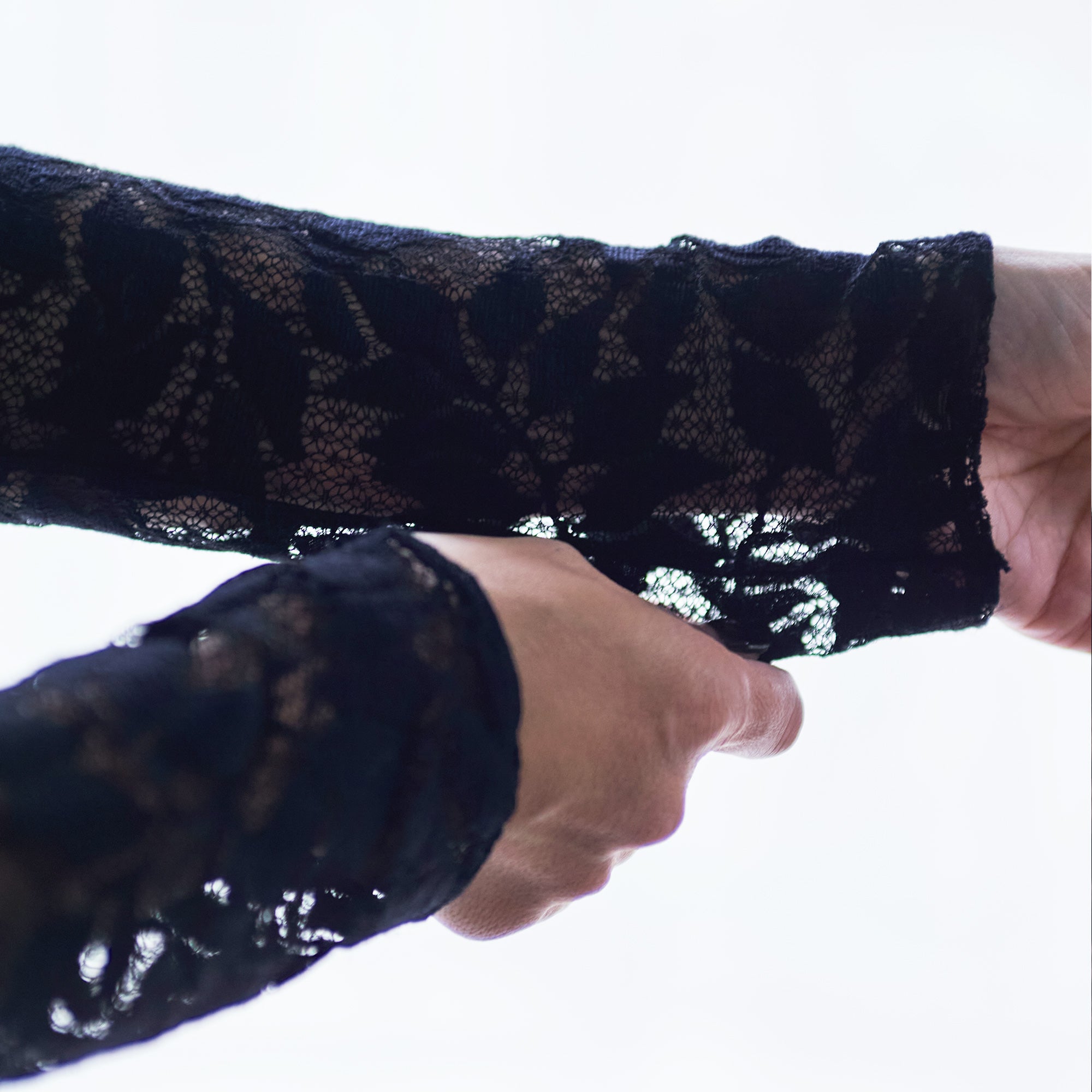 コットンアコーディオン 袖レースロングスリーブ