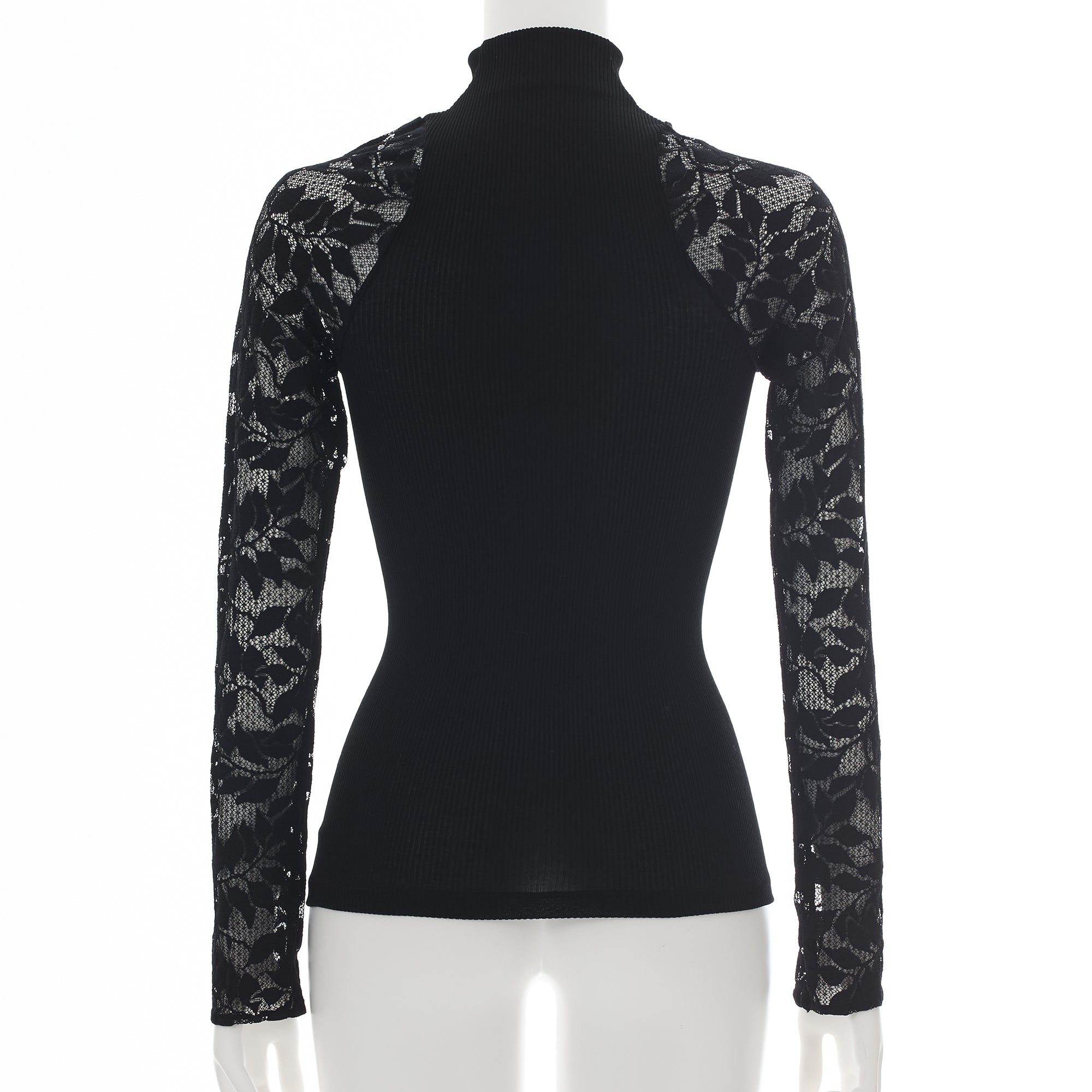 コットンアコーディオン 袖レースロングスリーブ