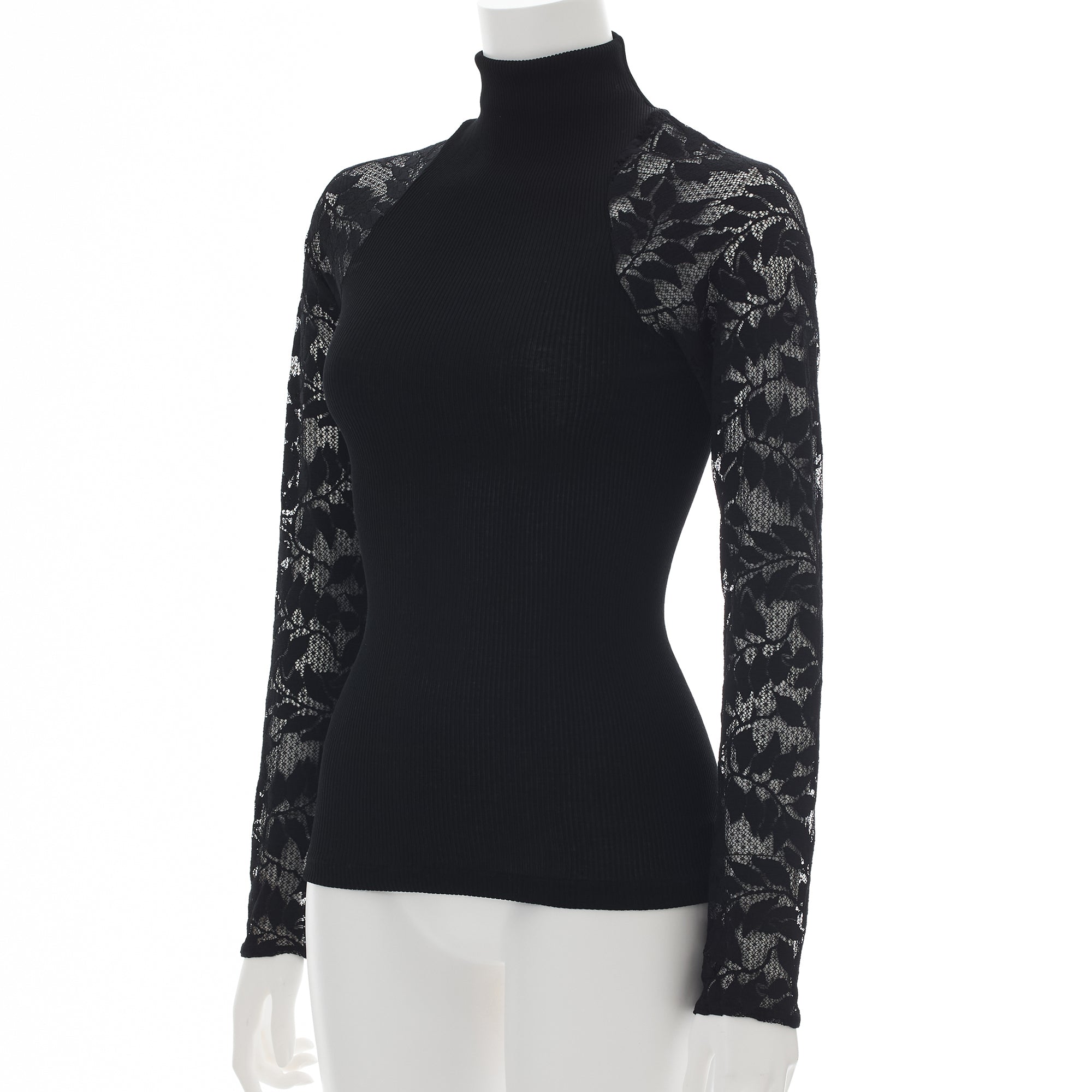 コットンアコーディオン 袖レースロングスリーブ