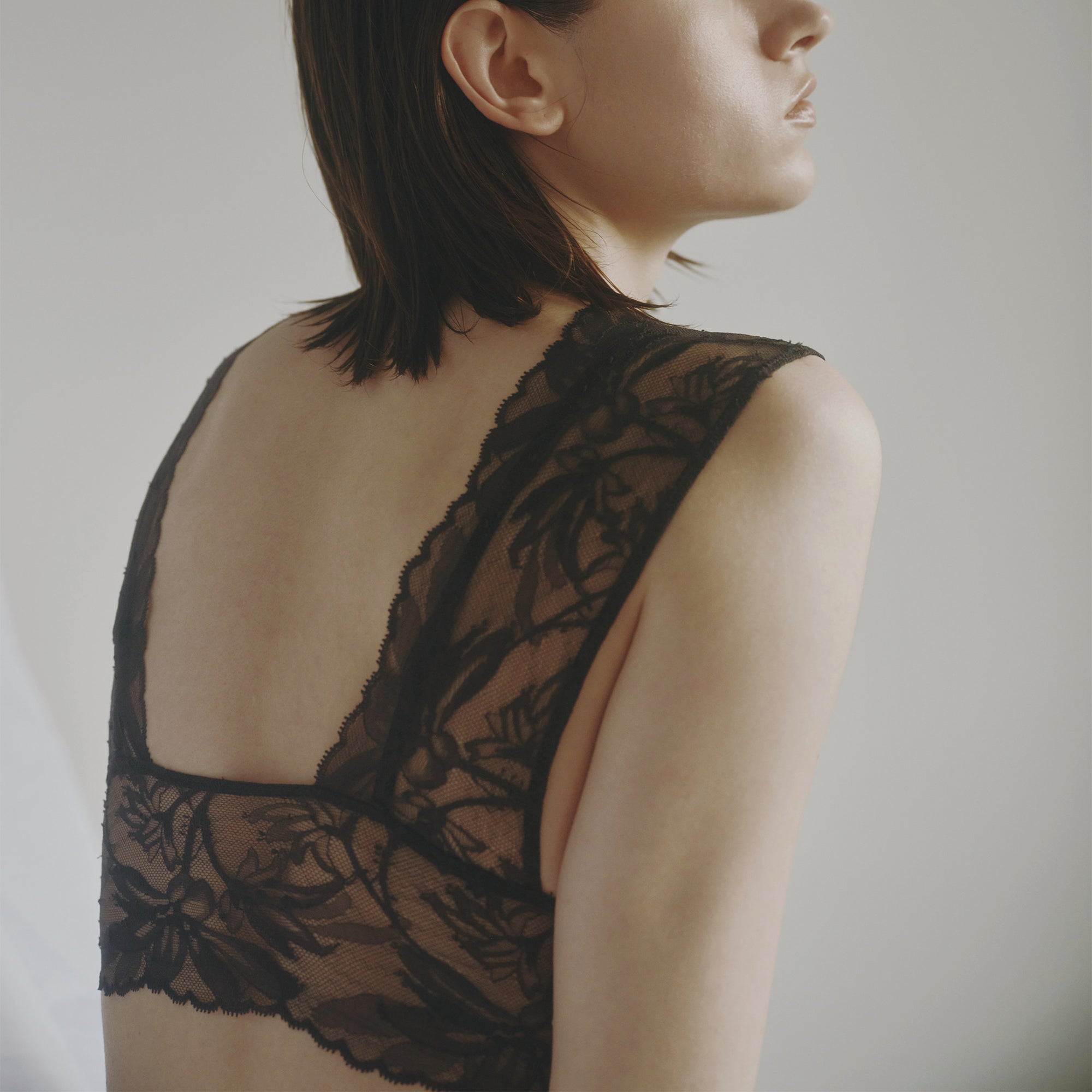 【26SS  Pre-order】シルクアコーディオン クロップドレースブラ